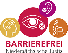 Logo Barrierefrei Niedersächsische Justiz mit Link auf den weiterführenden Artikel
